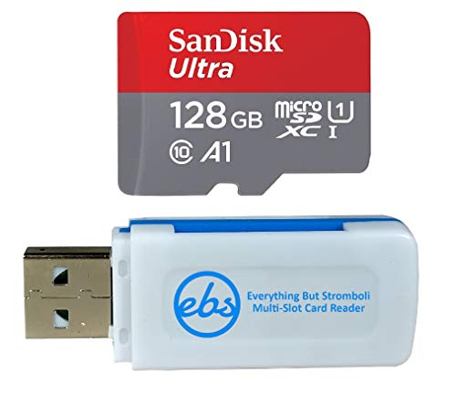 SanDisk 128GB Micro SDXC Ultra Memory Card Class 10 (SDSQUAR-128G-GN6MN) Works with Samsung Galaxy A10e, A10s, A30s, A50s, A90 5G Phone Bundle with 1 Everything But Stromboli MicroSD & SD Card Reader
