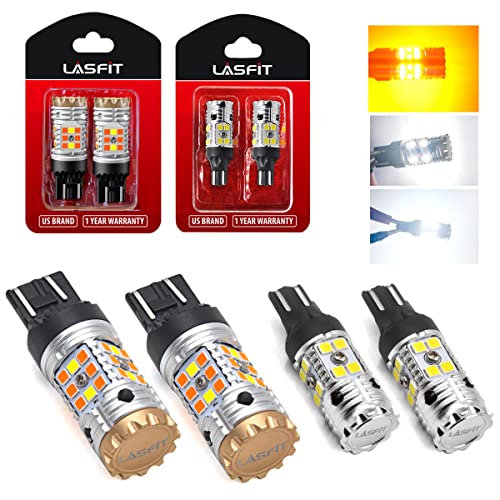 LASFIT 7443 LED Bulb Switchback Dual Color 7444 T20 921 LED Bulb Reverse Lights 912 T15 Built in Resistor CANBUS Error Free Bulb 2023 New Upgrade Design