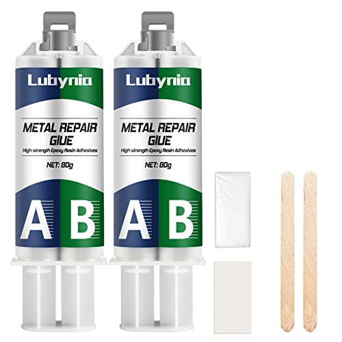 Metal Glue, High-Strength Metal to Metal Glue, 2 Pack Metal Glue Heavy Duty, Metal Epoxy Glue for Metal Bonding, Metal Repair Glue for Metal, Hard Plastics, Cast Iron