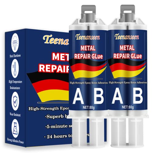 Metal Repair Glue, 2 Pack Professional Grade Metal to Metal Glue Heavy Duty for Metal, Ceramics and Plastics, High-Temperature Heat Resistant Epoxy Glue for Welding Aluminum, Steel, and DIY Craft