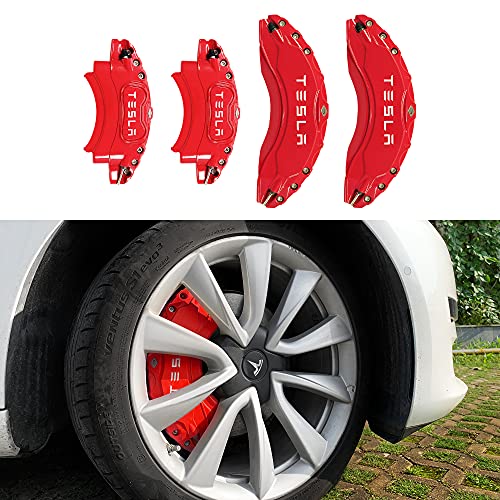 Tesritar 2022 2023 Caliper Covers Compatible with Tesla Model 3, 18 Inch 19 Inch Wheel Hub Size Red Brake Caliper Covers, Model 3 Caliper Covers Set of 4, for 2017-2023 Version (RED, Fit for Model 3)