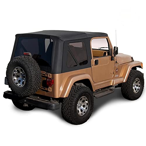 Sierra Offroad Replacement Soft Top, fits Jeep Wrangler TJ Model 1997-2006, Premium Marine-Grade Denim Vinyl, Factory Quality and Precision Fit, Black