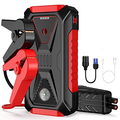 Relaxhik Car Jump Starter Portable 2000A Peak 28000mAh, 12V Car Battery Charger Jump Starter with USB QC3.0 Quick Charge(Up to 7.5L Gas/6L Diesel Engines), with Smart Safety Clamp and Emergency Light