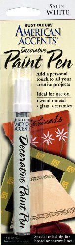 Rust-Oleum, White, 215153 American Accents Satin Decorative Paint Pen, 1/3-Ounce, 0.33 Fl Oz (Pack of 1) (Packaging May Vary)