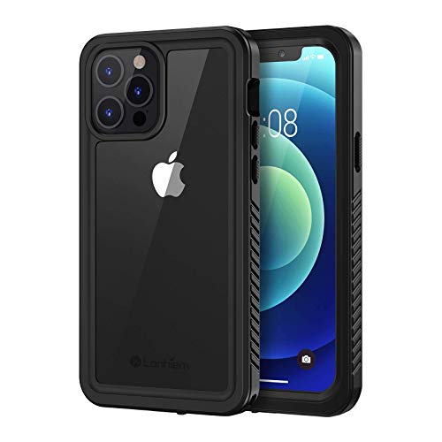 Lanhiem iPhone 12 Pro Case, IP68 Waterproof Dustproof Shockproof Case with Built-in Screen Protector [Not for iPhone 12], Full Body Underwater Protective Clear Cover for iPhone 12 Pro 6.1 inch -Black