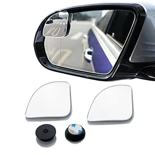 Ajxn Car Blind Spot Mirror 2PCS HD Convex Glass Angle Adjustable for Side Rearview Mirrors, Fan Shaped Frameless Rotatable Wide Angle Blind Spot Mirror for SUV Truck Vehicles Car Exterior Accessories