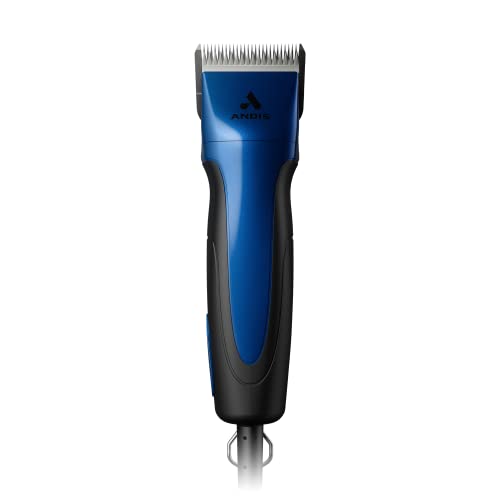 Andis 68520 Excel Professional 5-Speed Detachable Blade Clipper Kit - Animal/Dog Grooming, Rotary Motor, Soft-Grip Anti-Slip Housing, 14-Inch Cord, for All Coats & Breeds, SMC, Blue