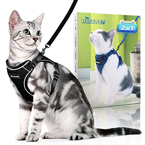 Halypet [MAX Safety] Cat Harness and Leash Set, Adjustable Kitten Harness, Escape Proof Cat Leash, Soft Breathable Vest for Walking Cat and Dog