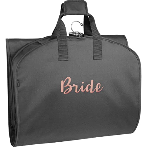 WallyBags Garment Bag Premium Tri-Fold Travel Exterior Pocket, Black-B1 Rose, 60-Inch