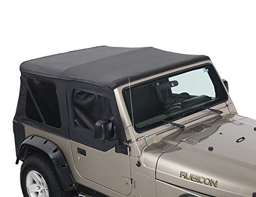 King 4WD Premium Replacement Soft Top with Upper Doors - Black Diamond with Tinted Windows - Jeep Wrangler TJ 1997-2006