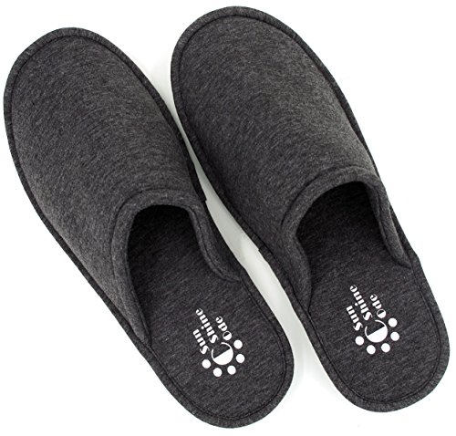 Sunshine Code Women's Memory Foam Cotton Washable Slippers with Matching Travel Bag for Home Hotel Spa Bedroom, XL, Black