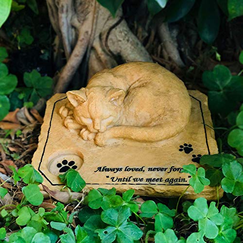 mildahjoy JHP Pet Memorial Stone Marker for Cat, 3D Cat Garden Stone, Cat Grave Marker Stone Headstone Tombstone,Cat Sympathy Gifts Loss of Cat Memorial Outdoor