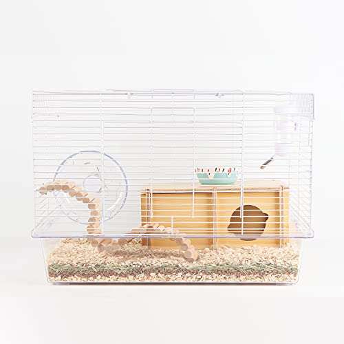 BUCATSTATE Hamster Cages and Habitats Small Animal Cage with Accessories Rat Cage Mouse Cage Basic Cage for Syrian Hamster Gerbils (19.7" L*13" W* 13.4" H)