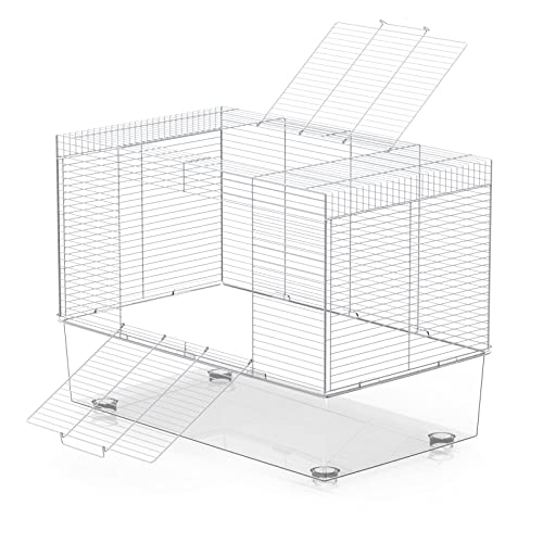 BUCATSTATE Hamster Cages with Dual Door, Transparent Small Animal Cage and Habitats for Rats, Gerbil, Guinea Pig, Mice, Syrian Dwarf Hamster, Bird (24.4" L * 13.8" W * 16.9" H)
