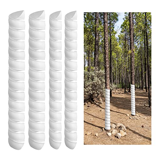 Watayo 4 PCS Tree Trunk Protector-2 Size Plastic Spiral Tree Guard-Tree Bark Protector Tube Wraps to Protect Saplings Plants from Deer Rabbit Cats Rodents Mowers