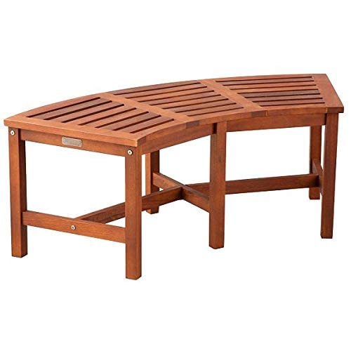 Solid Wood Fire Pit Curved Bench 44" Outdoor Garden Patio
