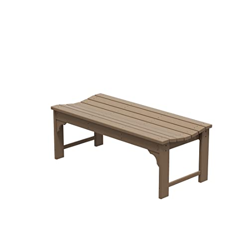 WestinTrends Malibu 48" Outdoor Bench, All Weather Resistant Poly Lumber Backless Patio Garden Bench, Adirondack Curved Bench Seat for Comfort, Weatherwood