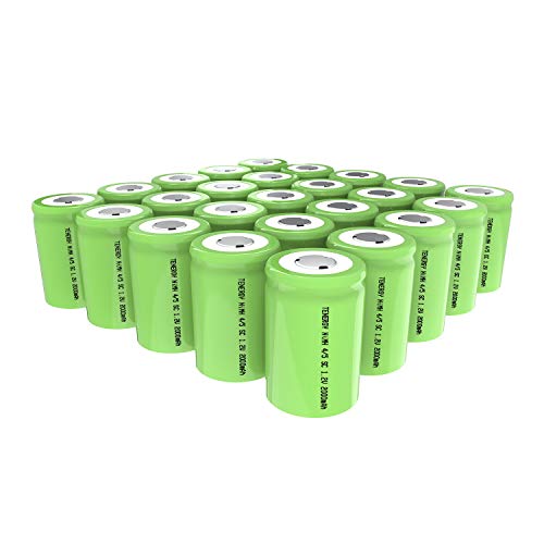 Tenergy 4/5 SubC 2000mAh NiMH Rechargeable Batteries, Flat top - 25 Pack