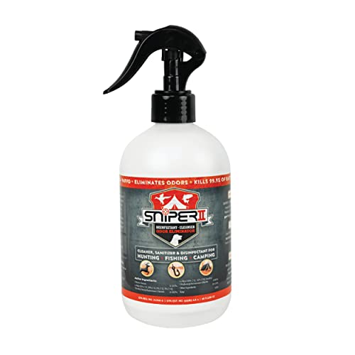 SNiPER II Disinfectant Cleanser and Odor Eliminator, Cleaner for Outdoor Disinfecting Purposes, Use for Hunting, Fishing, and Camping, 16 Ounce Spray Bottle