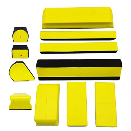 VOLSIVE 7pcs Hand Sanding Block Set, Rectangle Handheld Sanding Pad, Hook and Loop Interchangeable Assorted Shapes, for Sanding or Polishing in Auto Body and Paint Shops