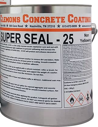 Clemons Concrete Coatings SuperSeal25 Semi-Gloss Concrete Sealer 1 Gallon