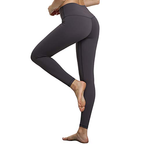 Enyur Yoga Compression Leggings with Pockets for Women High Waisted-Grey-S
