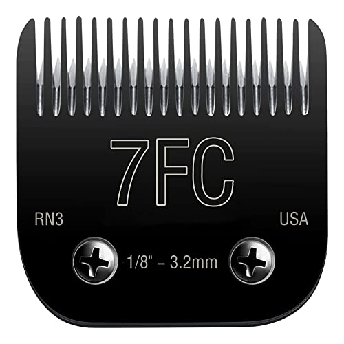 Detachable Steel Pet Dog Clipper Blades,Size-7FC,Compatible with Andis Cut Length 1/8"(3.2mm),Compatible with Oster A5, Wahl KM Series Clippers, Made of Steel Blade and Stainless Steel Blade