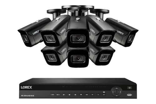 Lorex Nocturnal 3 4K 16-Channel 4TB Wired NVR System with Smart IP Bullet Cameras, 30FPS Recording and Listen-in Audio - (8 Cam/Black)