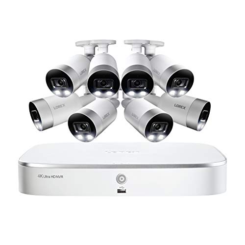 Lorex 4K Security Camera System,8-Channel 2TB NVR with 8 Indoor/Outdoor Wired IP POE Metal Bullet Cameras with Smart Motion Detection Surveillance, Active Deterrence and Color Night Vision