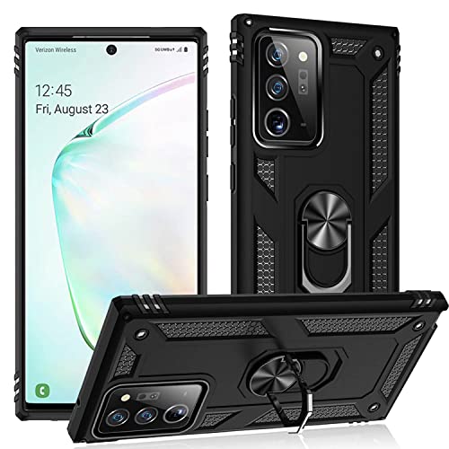 Note 20 Ultra Case,Samsung Note 20 Ultra Case, Military Grade Protective Cases Cover with Ring Car Mount Kickstand for Samsung Galaxy Note 20 Ultra/Note 20 Ultra 5G - Black