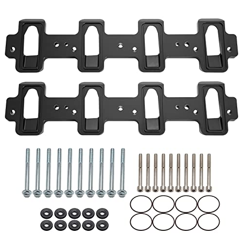 Somusen LS1 Cathedral Port Cylinder Head to LS3 LSA ZL1 CTS-V Billet Rectangle Intake Manifold Adapter Plates - Black