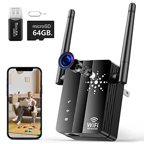 Laboom Spy Camera Hidden Camera WiFi with 64GB Card HD 1080P Remote View Motion Detection Nanny Cam Secret Camera Small Cameras Camaras Espias Ocultas Mini Spy Camera Wireless for Home Security