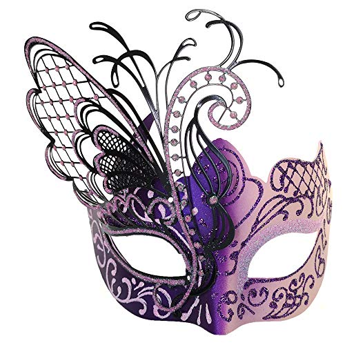 Ubauta Masquerade Mask For Women Venetian Mask/Halloween/Party/Ball Prom/Mardi Gras/Wedding/Wall Decoration (Pink Butterfly)