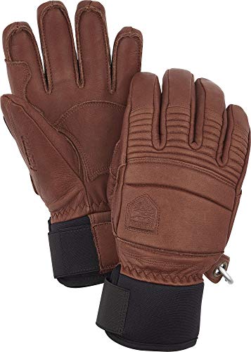 Hestra Mens Ski Gloves: Fall Line Winter Cold Weather Leather Gloves, Brown, 7