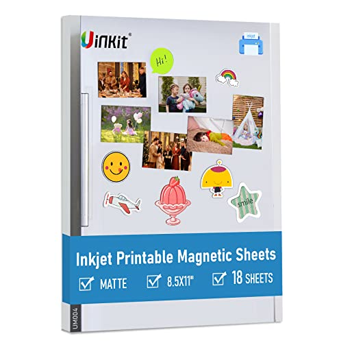 Uinkit 18 Sheets Printable Magnetic sheets Non Adhesive 13.5mil 8.5 x 11 Inches Thick Magnet Matte Paper for Inkjet Printers