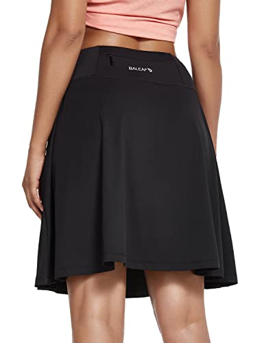 BALEAF Women's Skorts Skirts 20" Knee Length Long Golf Sports Casual Skirts Modest with Pockets Black Large