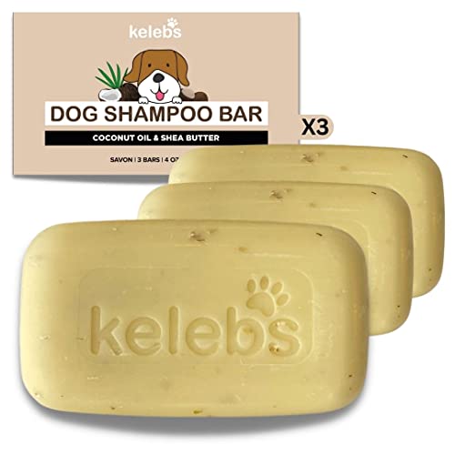 Kelebs Undercoat Control deShedding Dog Shampoo | Shedding shampoo for dogs | Dandruff Moisturizing Soap Bar | Coconut Oil & Shea Butter | All Natural Organic Ingredients | No Plastic Waste Vegan 3pcs