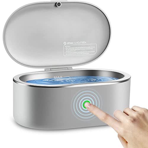 Ultrasonic Jewelry Cleaner Portable and Low Noise Ultrasonic Machine for Jewelry, Ring, Silver, Retainer, Eyeglass, Watch Bands, Coins, 500ML, 45KHz Ultrasound Cleaner Machine by VCUTECH (Light Grey)