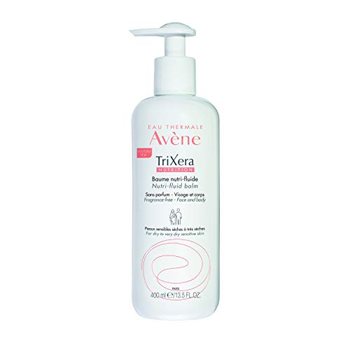 Eau Thermale Avene Trixera Nutrition Nutri-Fluid Balm, Ceramides, Very Dry, Face and Body, Alcohol-Free, Pump, 13.5 oz.