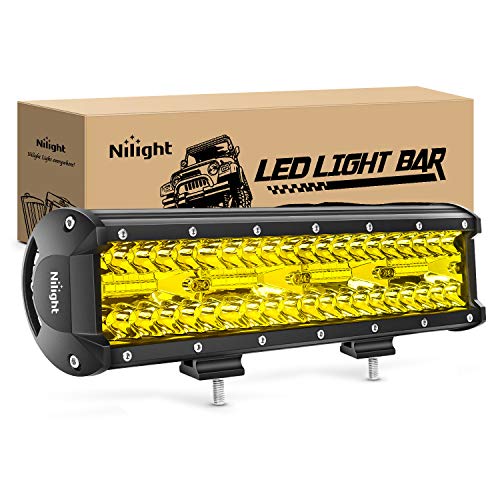 Nilight - 18033C-A 12 Inch 240W Amber Lights Triple Row Spot & Flood Combo 30000LM Bar Driving Boat Led Off Road Lights for Trucks, 2 Years Warranty