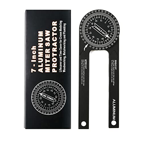 Smolder Miter Saw Protractor, 7.3 Aluminum Angle Finder for Woodworking Metalworking and All Building Trades (Protractor with Laser Engraved)
