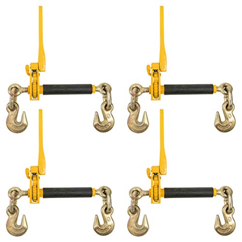 Peerless QuikBinder Plus Ratchet Load Binder - 3/8 Inch x 1/2 Inch Chain Binder - Easily Secure Heavy Loads to A Truck Or Flatbed Trailer - Ratchet Binder with 12,000 Pound Working Load Limit 4 Pack