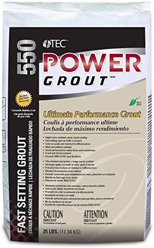 TEC - Power Grout - Stain-Proof, Fast-Setting, Long Lasting and Durable Tile Joint Filler for Extra Heavy Commercial Applications - 25 LB - 910 Bright White Color