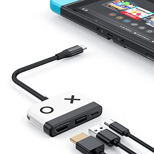 Switch Dock for OLED Nintendo Switch,Portable TV Dock with HDMI USB 3.0 Port and USB C Charging,Travel Dock for Nintendo Switch Steam Deck Samsung MacBook Pro/Air and More