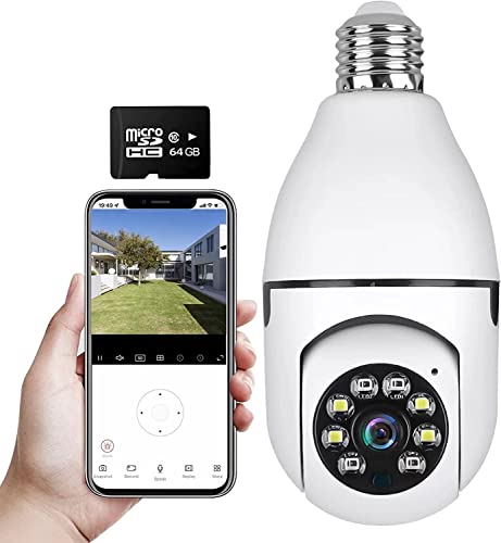 WiFi Light Bulb Camera Wireless 1080P Smart Dome Security Cameras 360 Degree Panoramic Cam Home Surveillance Camera System with Night Vision Motion Detection and Alarm