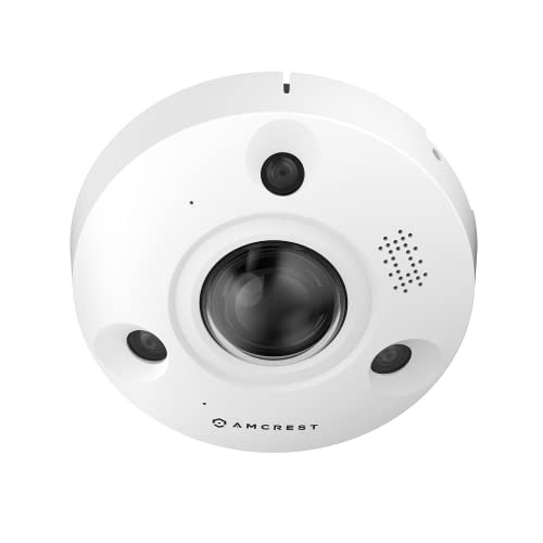 Amcrest Fisheye IP POE Camera, 360 Panoramic 12-Megapixel POE IP Camera, Heat Map Detection, Perimeter Protection, People Counting, 33ft Nightvision, MicroSD Recording, IP12M-F2380EW (White)