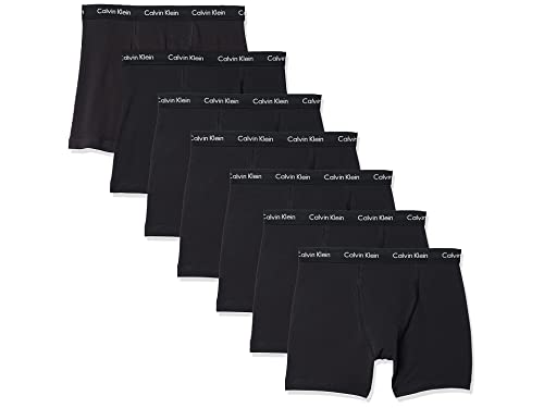 Calvin Klein Men's Cotton Stretch 7-Pack Boxer Brief, 7 Black, S
