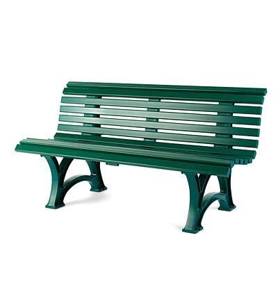 Plow & Hearth Weatherproof German PVC Outdoor Bench | 3-Seat | Holds Up to 500 lbs | Garden Patio Porch Park Deck | Steel and Resin (Green)