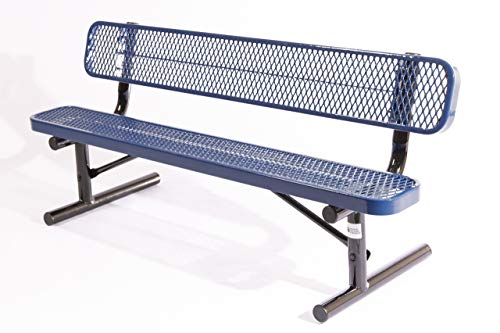 CoatedOutdoorFurniture B6WBP-DBL Heavy Duty Park Bench with Back Portable Frame, 6 Feet, Dark Blue, Made in America