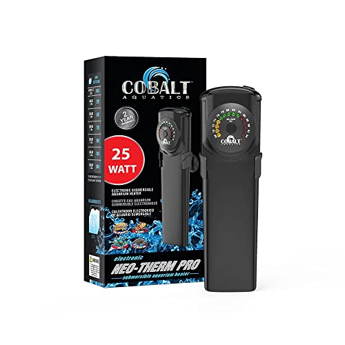 Cobalt Aquatics Neo-Therm Pro Aquarium Heater (25 watt), Fully-Submersible Freshwater, Saltwater, Thermostat, Thermometer, Shatterproof